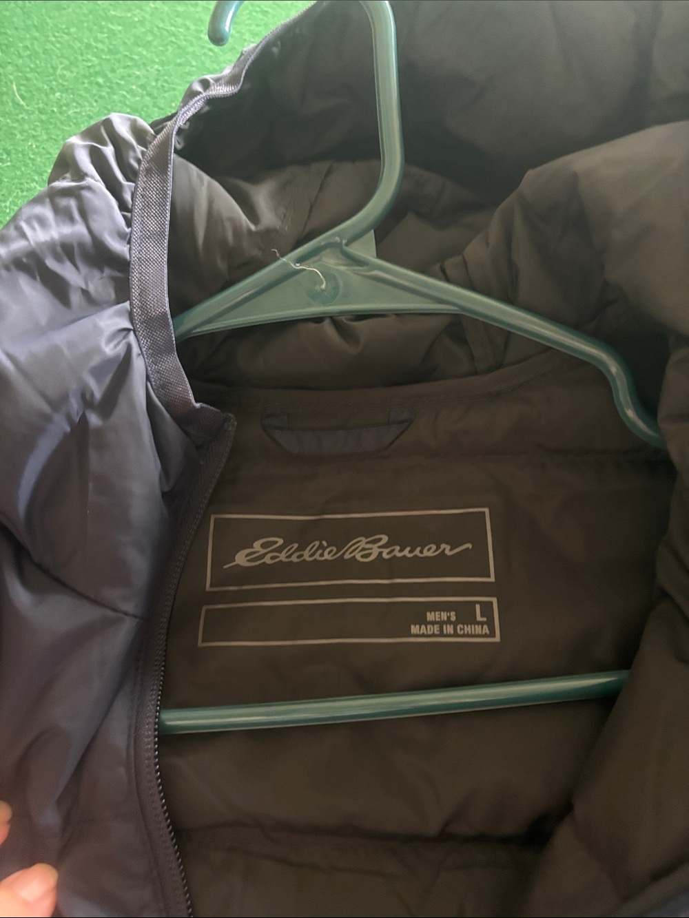 Eddie Bauer Navy Hooded Packable Puffer Jacket - Picture 3 of 7
